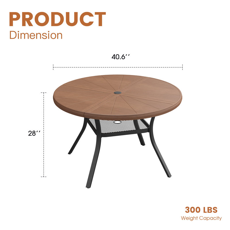 Table de salle à manger 4 personnes, Brun / bois brossé, H 28 po x L 40,6 po x l 40,6 po