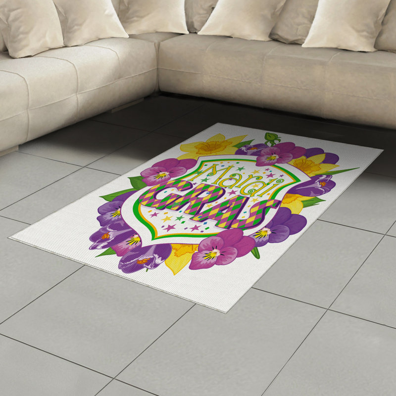 Mardi Gras High Density Long Fiber Poly Threads Decorative Area Rug Carpet, Rectangle 4' x 5'8"