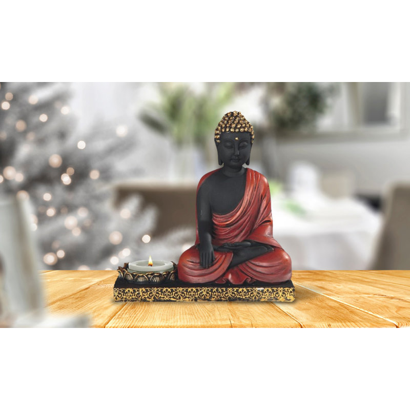 Figurine de porte-bougie en forme de Bouddha terre de 5,5 po avec cadeaux de la Terre de Bouddha
