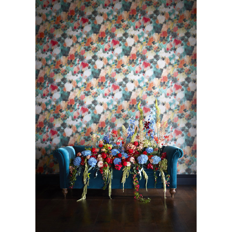 Exuberance Wallpaper, Coral/Turquoise