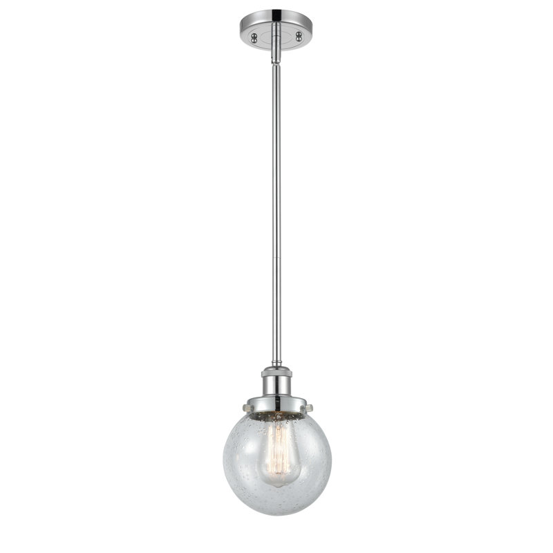 Luminaire suspendu sphère 1 lumière Chippewa, Grainé, DEL, Chrome poli