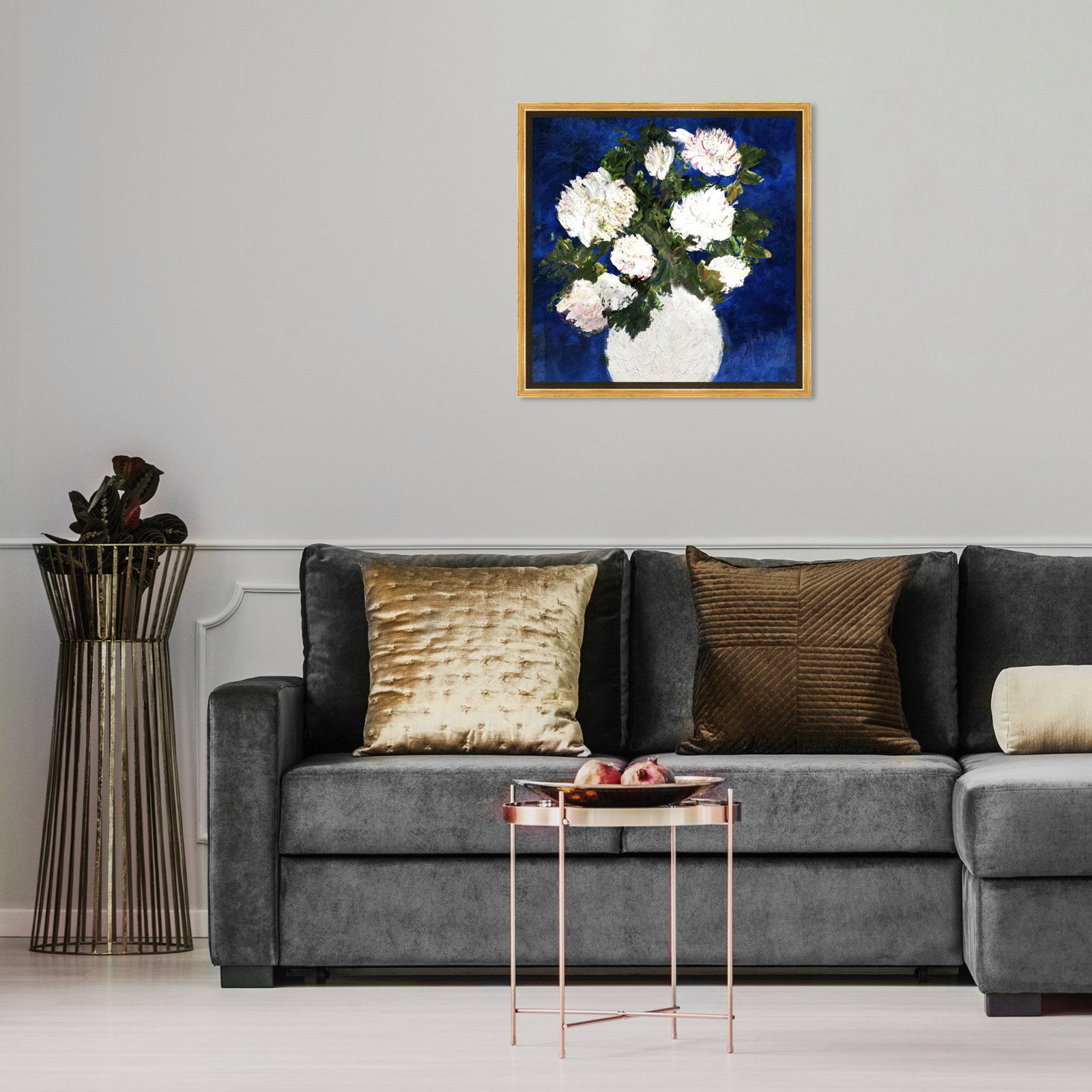 Dripping Roses, Gold Framed, 17" H x 17" W x 1.5" D