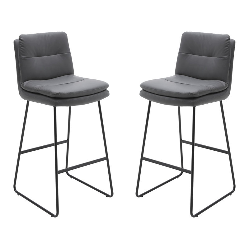 Carena Upholstered Counter Stool with Metal Frame, Grey