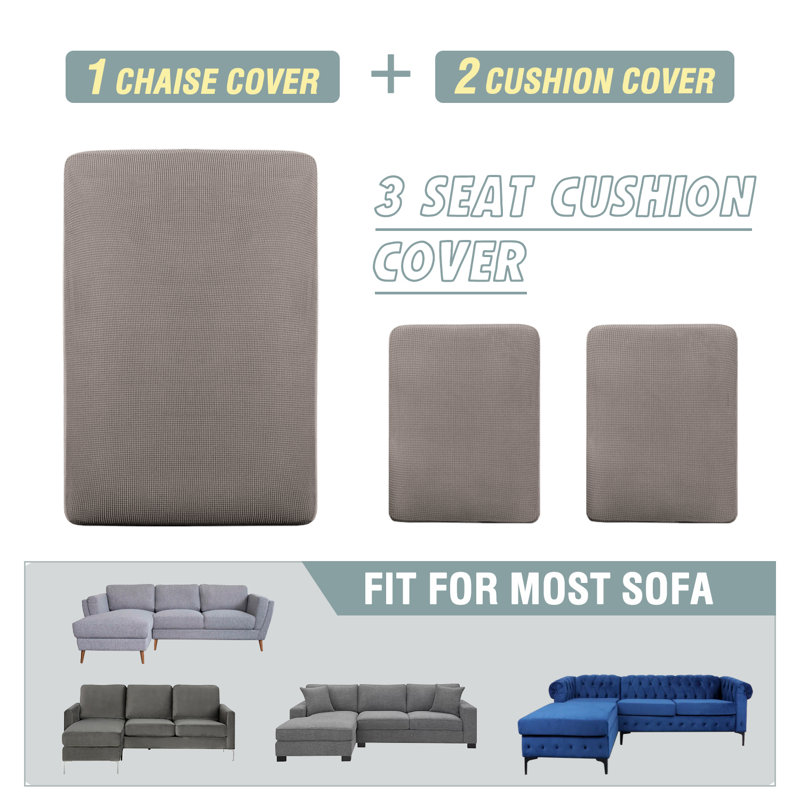 Box Cushion Sectional Slipcover, Taupe