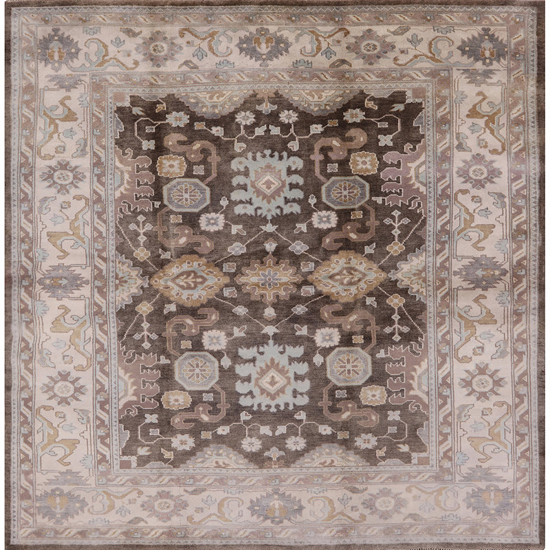 Tapis oriental beige / brun, Carré 6 pi