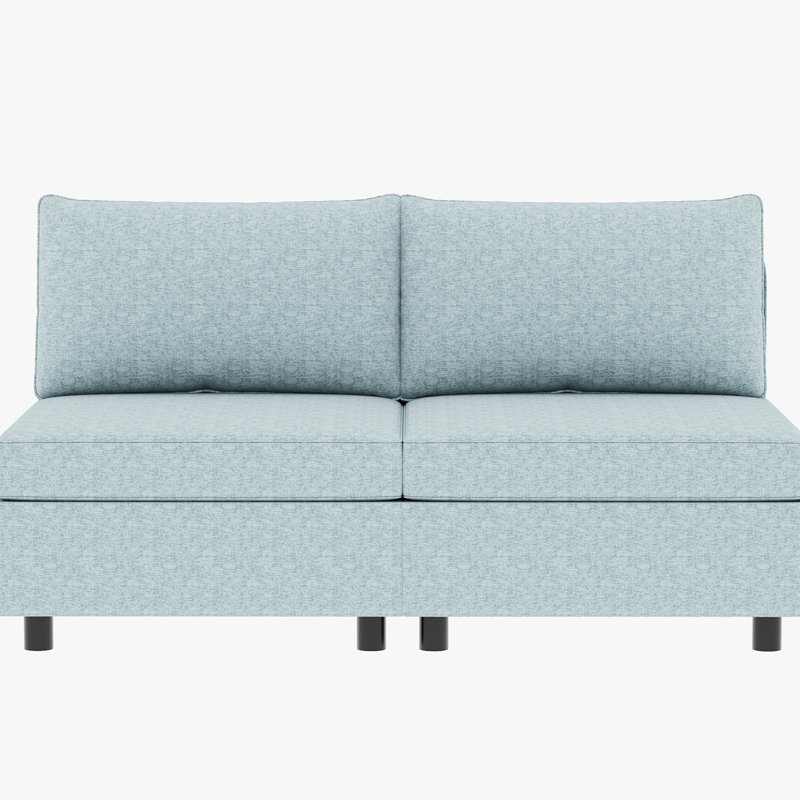 Canapé-lit modulaire avec option de rangement, 2 canapé modulaire en chenille bleu antique, coussin de détente, structure, support de poids de 250 lb par siège, coussins confortables, capacité stable