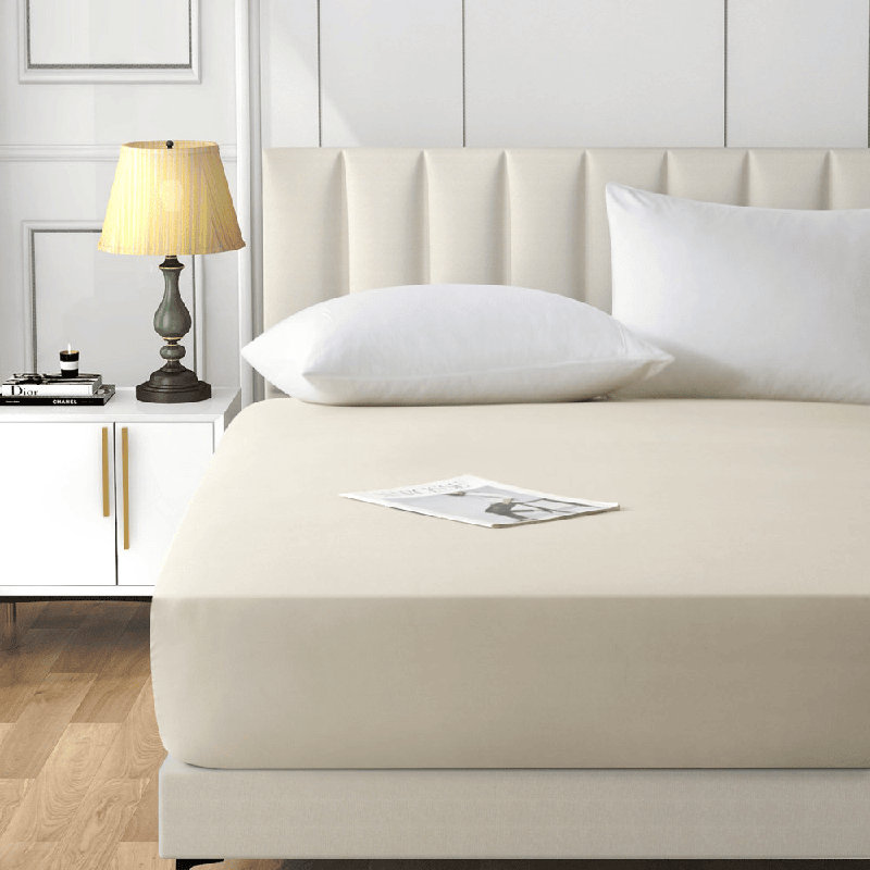 Angeliza Microfiber Standard Fitted Sheet, Cream, Double (4'6)