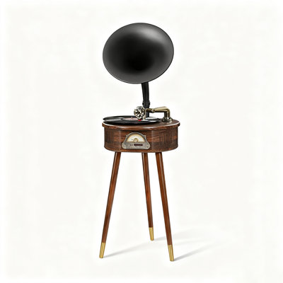 Plateau tournant Vintage Horn: lecteur vinyle Mid-Century et enceinte décorative rétro
