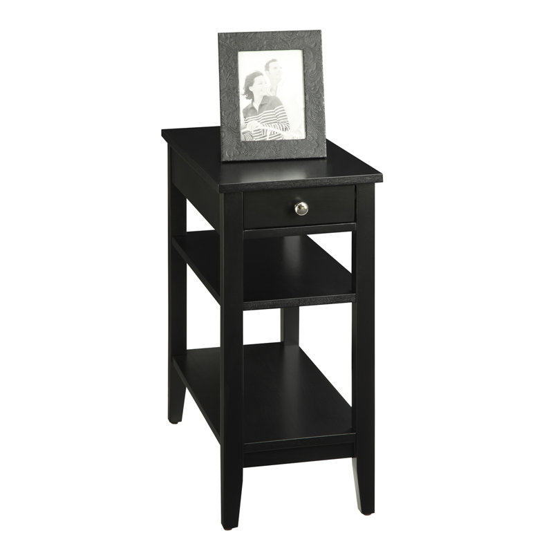 Carbin End Table with Drawer and Shelves, Black