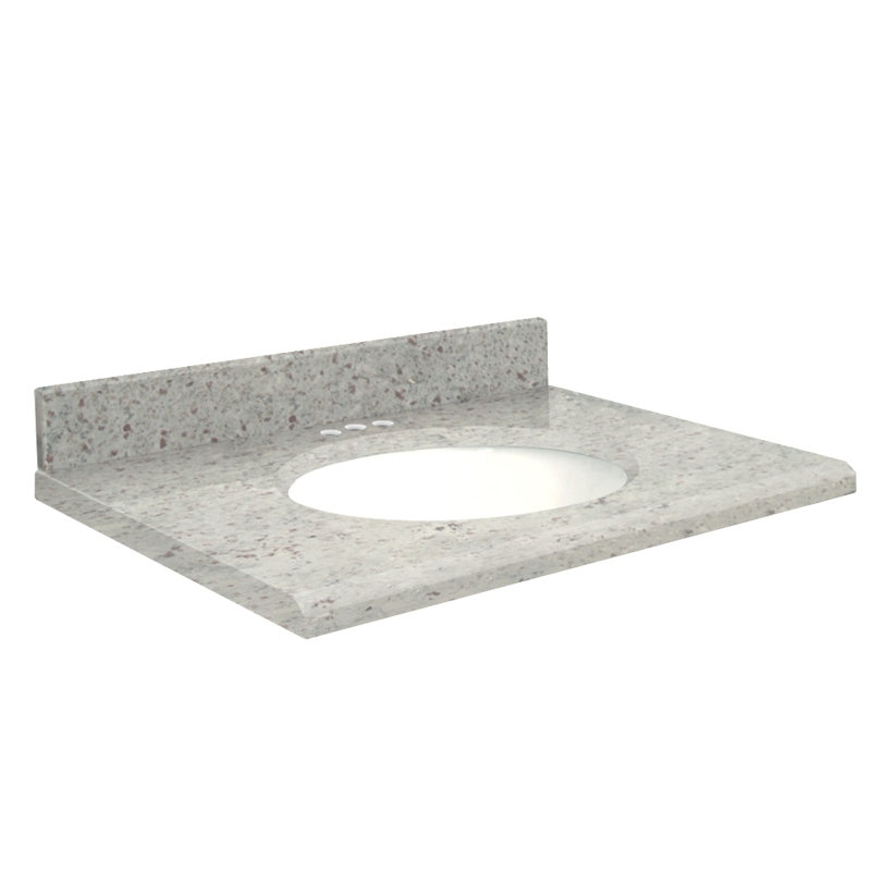Madison 37'' Granite Single Bathroom Vanity Top with Sink, 4" Centerset, White, Uba Verde