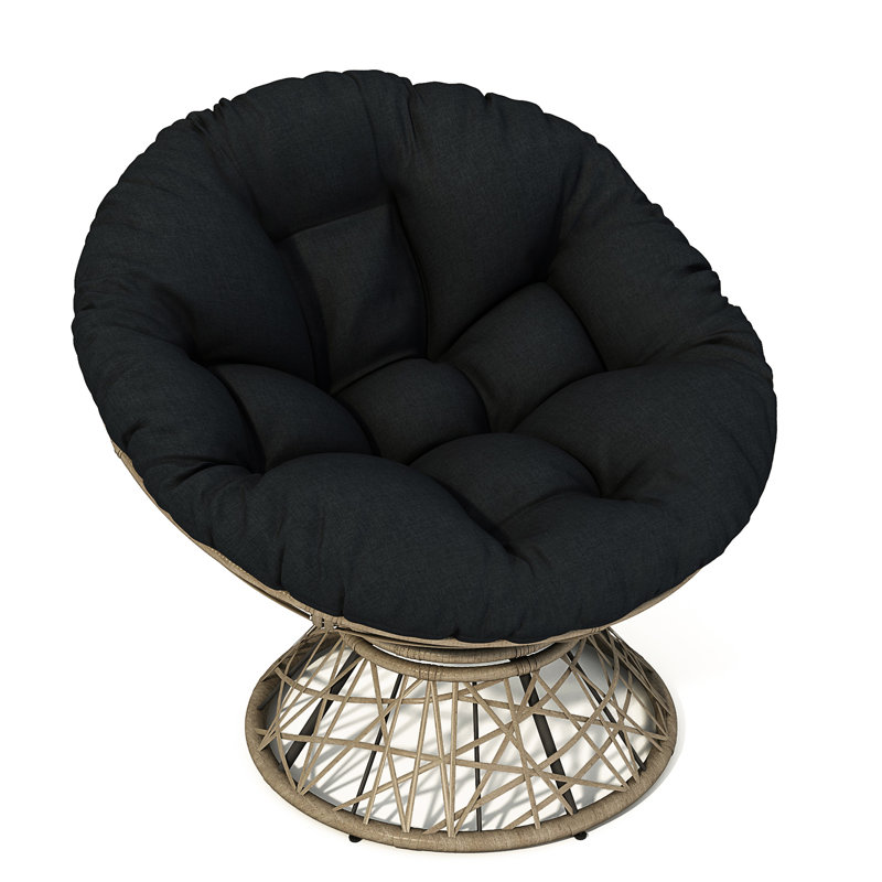 Fauteuil ergonomique avec rembourrage confortable, pivotant sur 360 °, tissu, fabrication en métal pour le salon, rembourrage en mousse moelleuse pour la chambre à coucher, support solide et imperméable