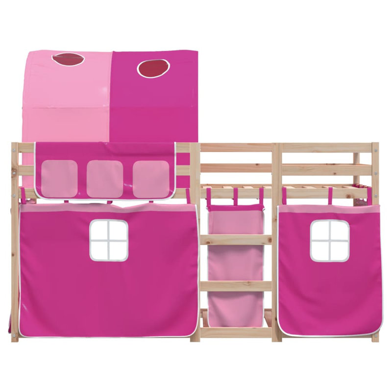 Wobnar Solid Wood Bed, 90X200 Cm, Brown/Pink