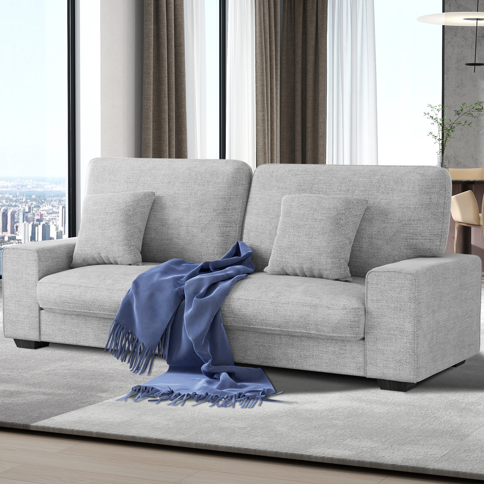 Ebern Designs 71.6'' Upholstered Loveseat Chenille Square Arm Sofa ...