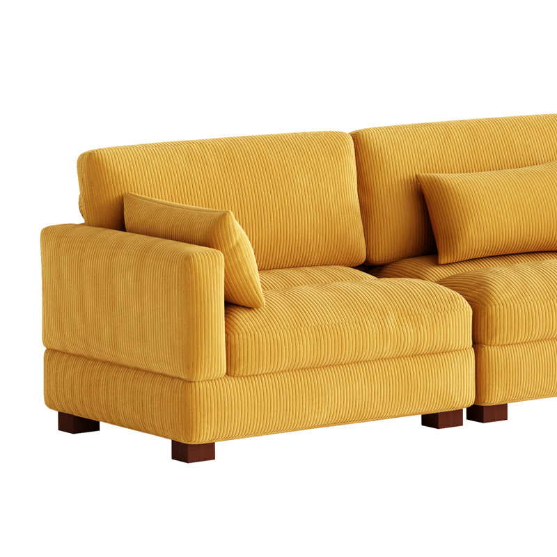 Maelina Reversible Modular Corner Sofa, 84.6cmH x 501.4cm W x 87.4cm D, Orange