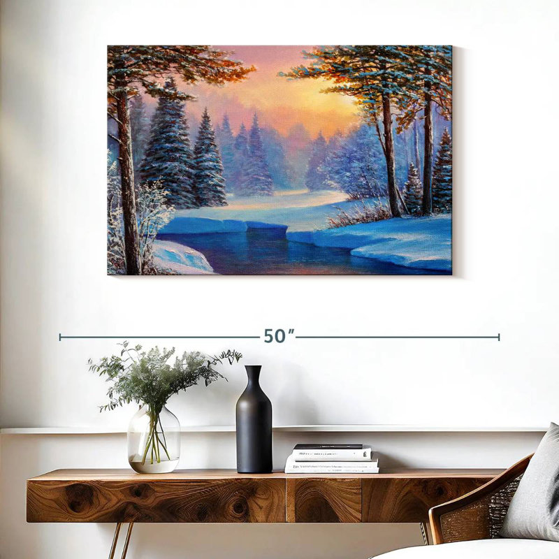 Paysage de rivière d'hiver Alvord, H 26 po x l 39 po