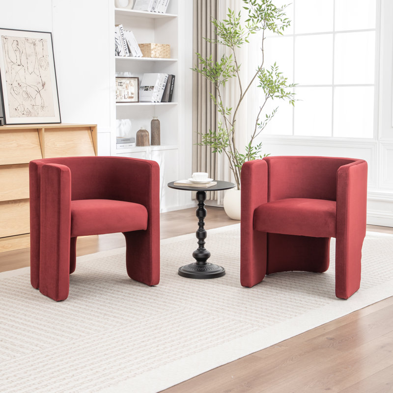 Jaimyn Upholstered Barrel Chair, Red Velvet