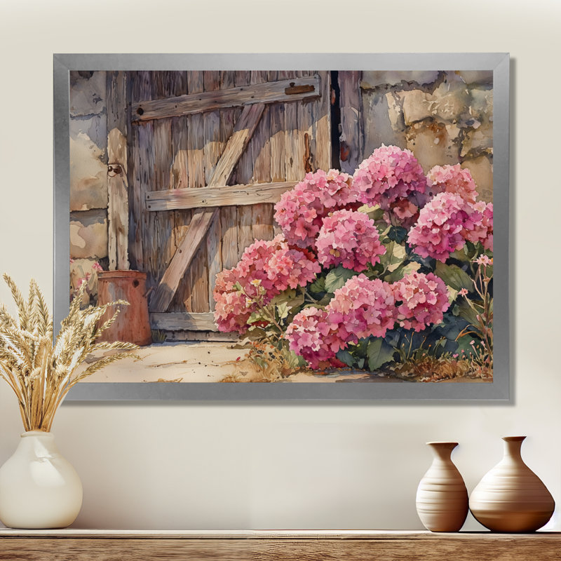 Isabea - Floral Wall Art, Single Picture Framed Print, Silver, 16" H x 32" W