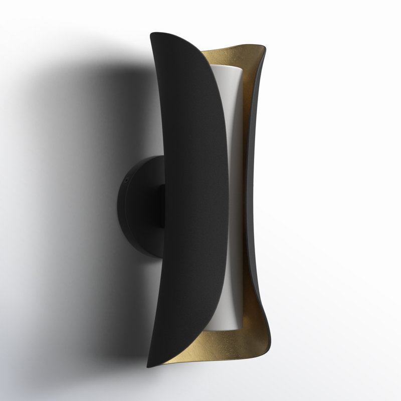 Elegant Gold Leaf & Black Opal Glass Dimmable Wall Sconce
