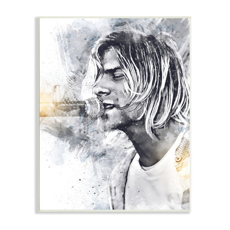 Portrait chantant Kurt Cobain par Birch & Ink - impression, H 15 po x l 10 po x P 0,5 po, Sans cadre