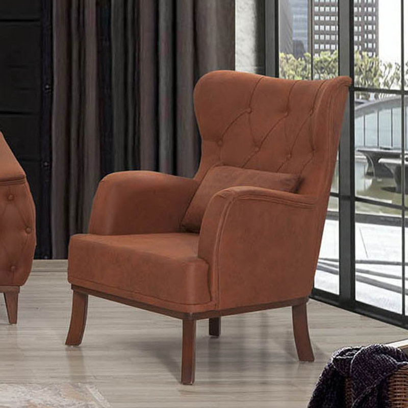 Fauteuil à oreilles capitonné l 30,71 po Bharti, Oléfine brune
