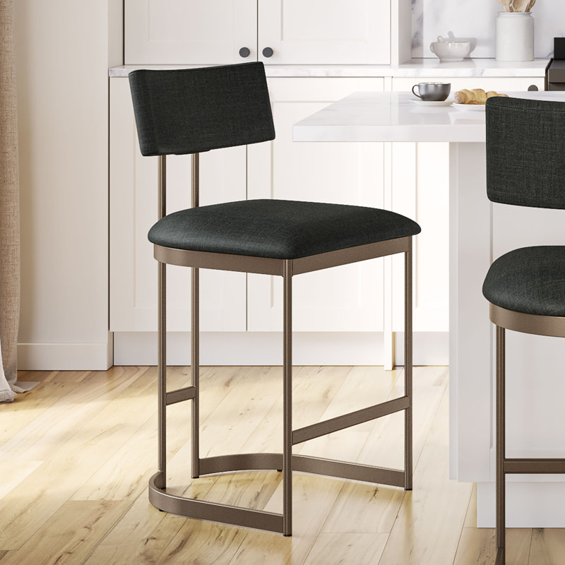Tabouret de bar et de comptoir Lucio, Tabouret de comptoir (siège d'une hauteur de 26,7, Noir, Bronze