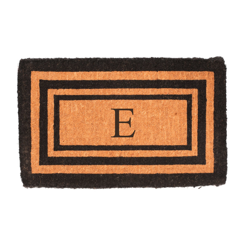 Tapis de porte d’extérieur en fibre de monogramme fait main Stansfield, X, Rectangle 2 pi 6 po x 4 pi