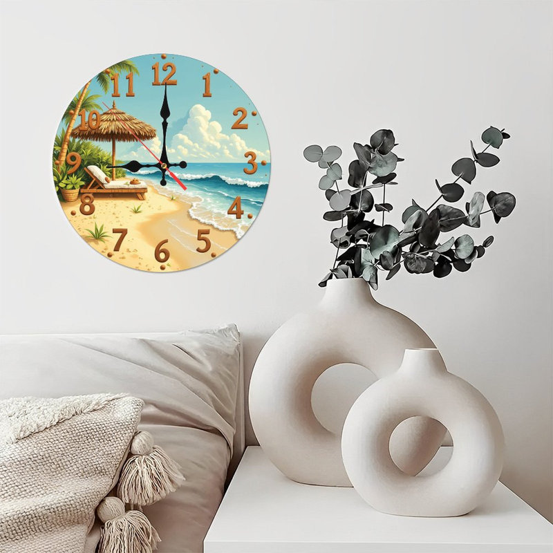 Horloge murale plage tropicale