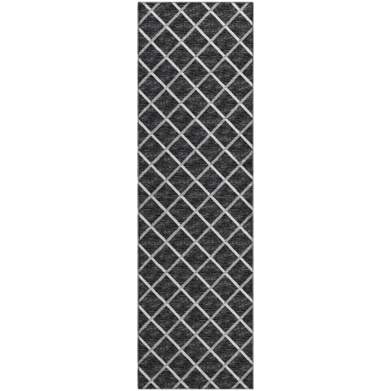 Premium Machine Washable Uran AMF140 Black Rug, Runner 2'3" x 7'6"
