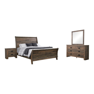 Branson Weathered Oak 4-Piece Bedroom Set -  CDecor Home Furnishings, 222738Q-S4