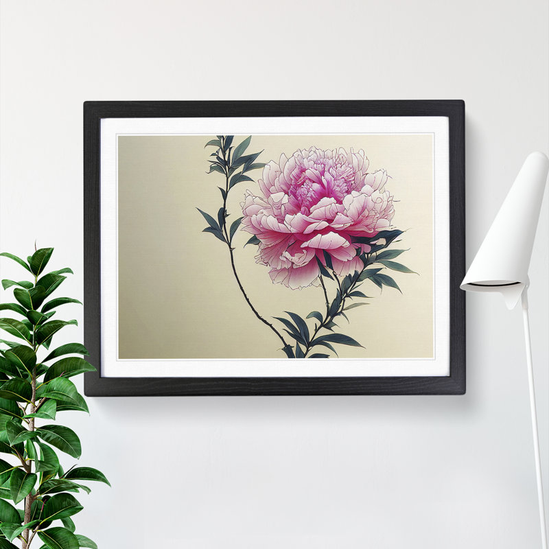 Intriguing Peony Flowers - Framed Print, Black, 46cm H x 64cm W x 2cm D