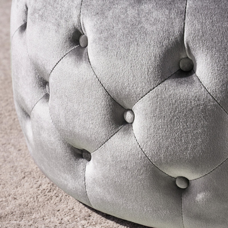 Charming Button- Smoke Velvet With Tempered Glass, 30" W X D 14.76" H, Color Option Luxury Modern , Button Glass Top, 30X30x14.76 Inches,