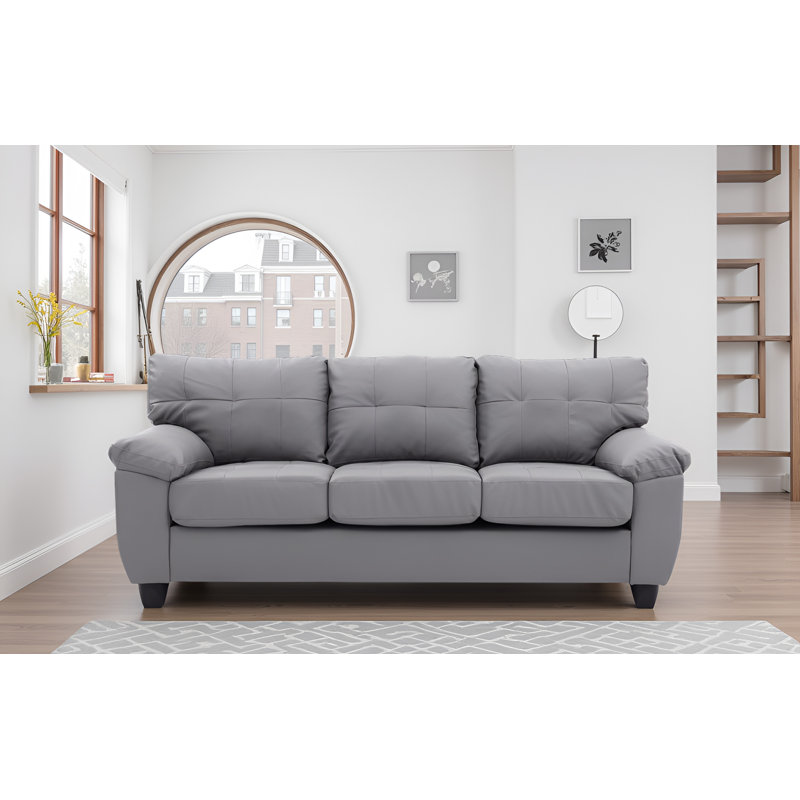 Rimouski Faux Leather Sofa, Grey