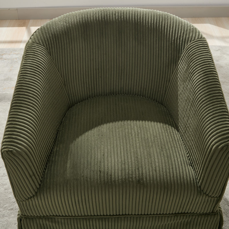 Upholstered Swivel Barrel Chair Set Of 2, Green