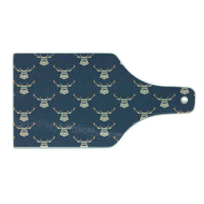 Ambesonne Deer Tempered Glass Cutting Board Retro Hipster Animals Slate Blue Tan