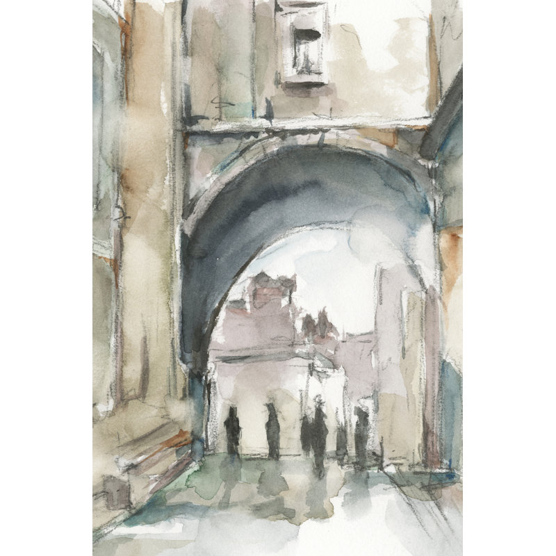 «Watercolor Archures II» par Ethan Harper - peinture sur toile tendue, H 48 po x l 32 po