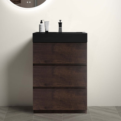 Meuble-lavabo autoportant contemporain avec lavabo sans drain ni robinet Contemporary