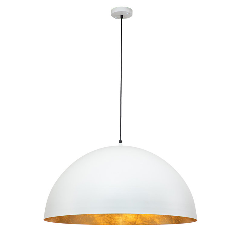 Luminaire suspendu industriel surdimensionné en métal surdimensionné, H 16,1 po x l 31,5 po x P 31,5 po, Blanc