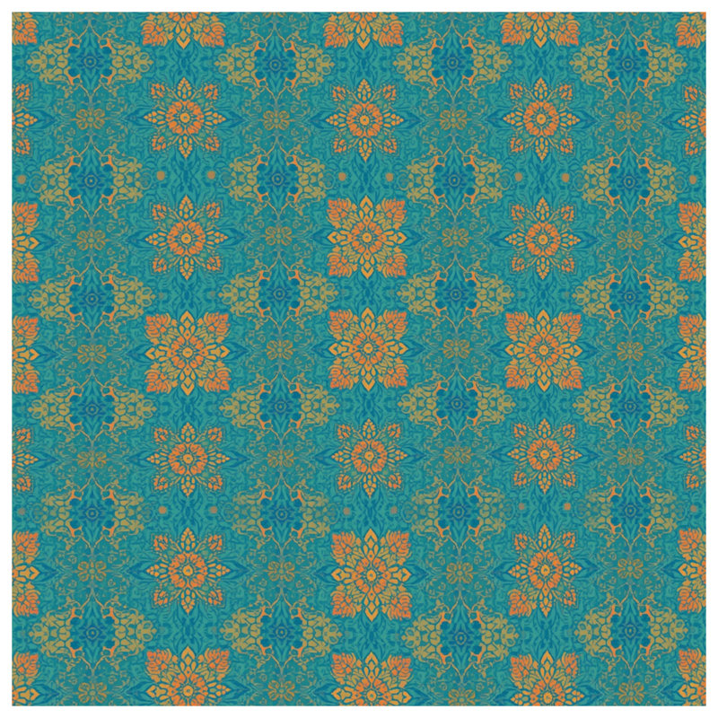Turquoise Orange Mandala Pattern Canvas Gallery Wrap in Many Sizes, 20 x 24 inches