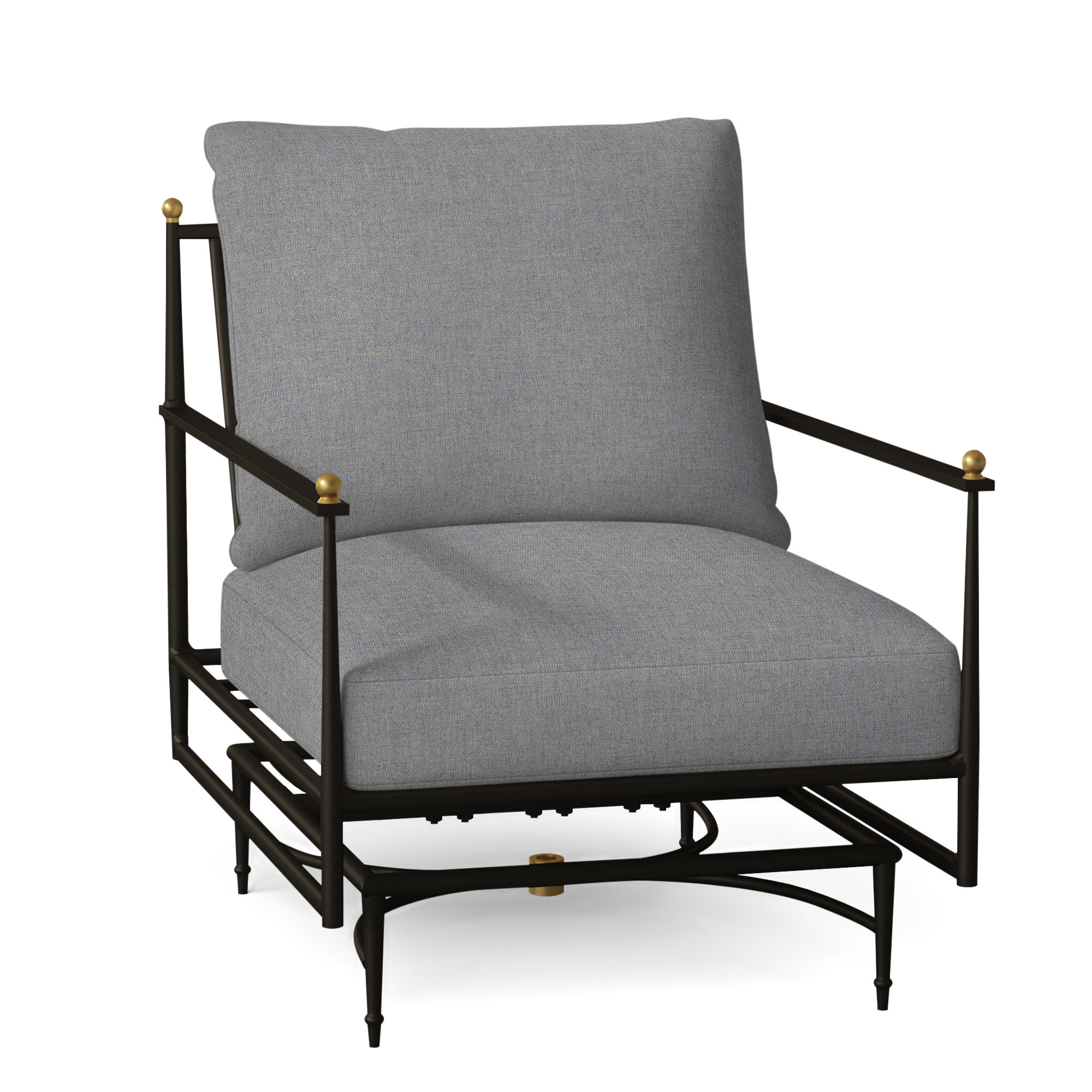Roma Wrought Aluminum Outdoor Spring Lounge Chair, Perigold Arigato Balsamic, Standard Plus, No Welt