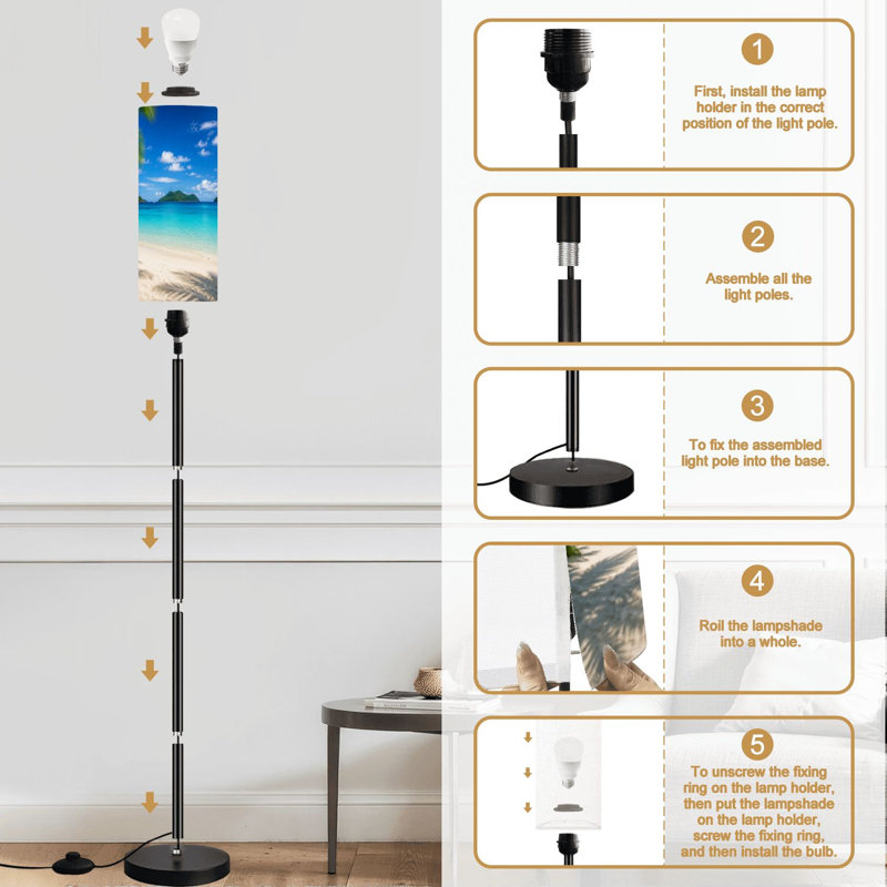 Lampe sur pied à plage variable avec lampe à pédale pour les îles Vierges de la Nouvelle-Zélande