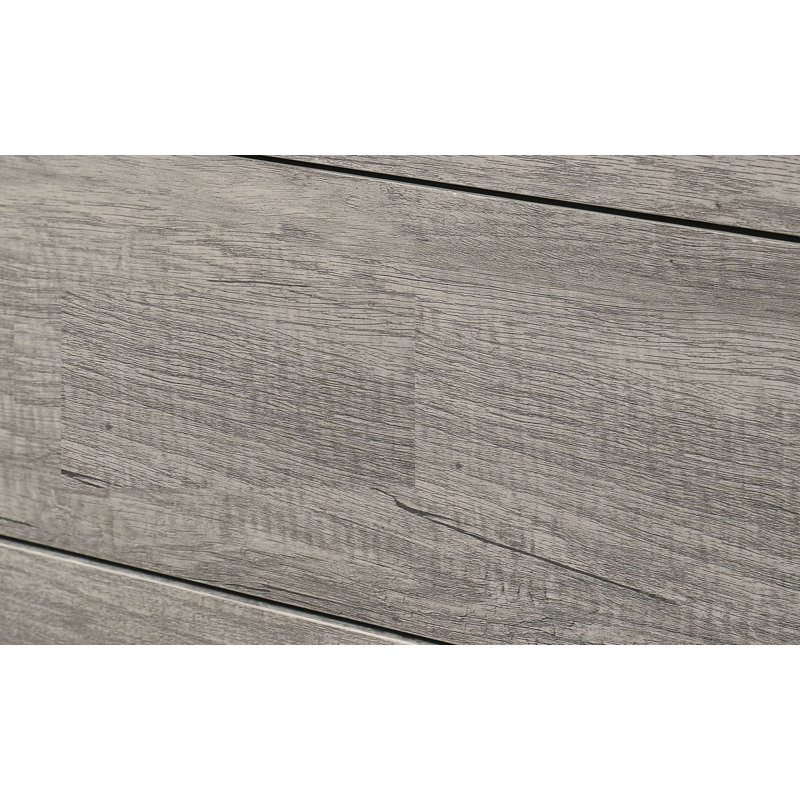 Lit plateforme robuste 1pc avec tête de lit aux lignes épurées, Double, Gris