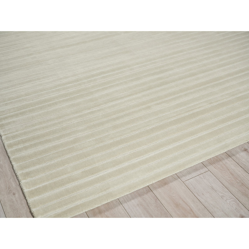 Amani Modern Handmade Silky Nylon, Beige Area Rug, Rectangle 9' x 12'
