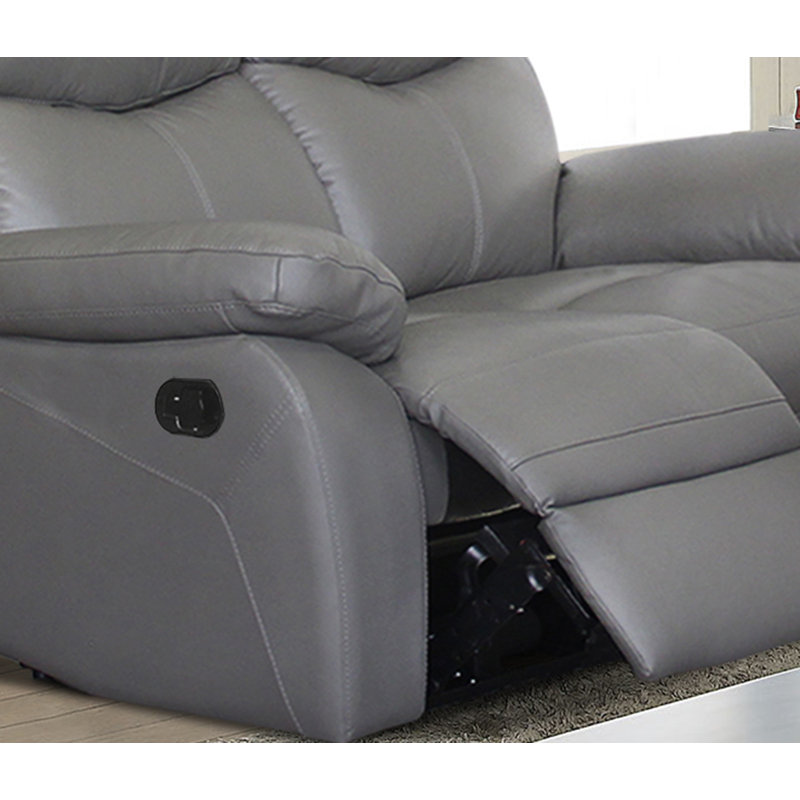 Cascoe 62'' Leather Reclining Loveseat, Gray