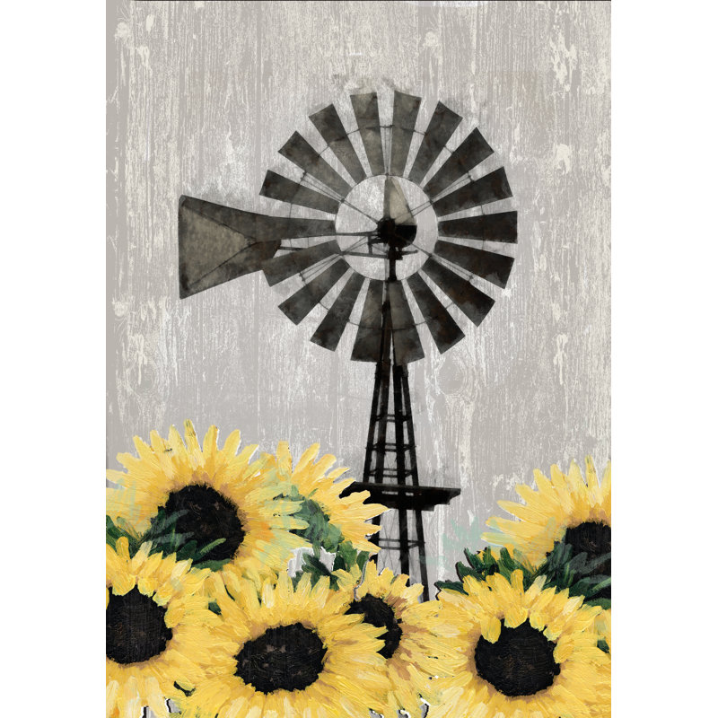Sunflower Windmill - Wrapped Canvas Print, 46cm H x 30cm W 