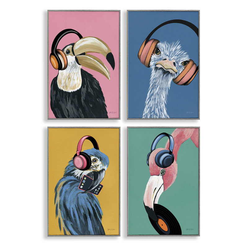  Ensemble de 4 giclées musicales par Tropical Birds, Estampe numérique Farmhouse, H 24 po x l 16 po