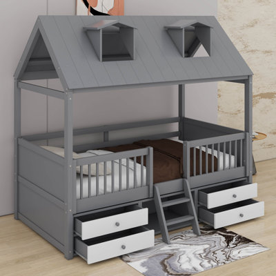 Lit simple en bois