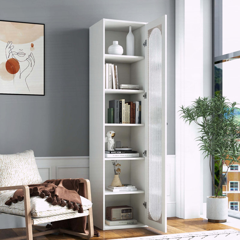 Armoire haute avec bibliothèque et porte vitrée