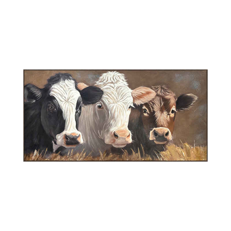 «The Cow Crew», impression sur toile encadrée rustique