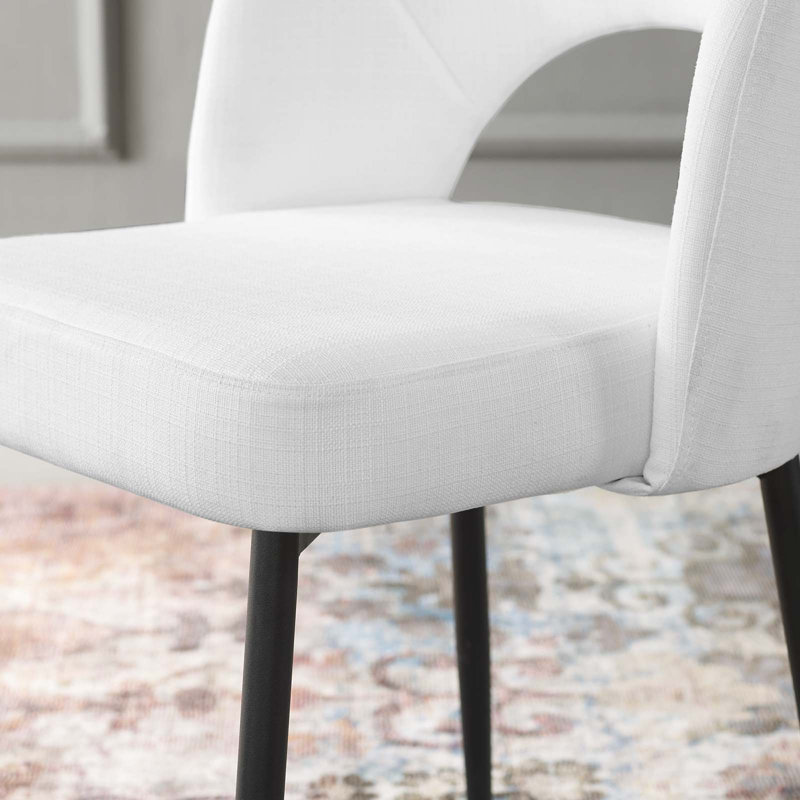 Chaise de salle à manger rembourrée en tissu Rouse par Modway, Blanc, 1