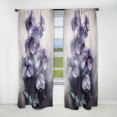 Purple Grey Violets Dream II - Traditional Velvet Curtain - Room Darkening - 1 panel